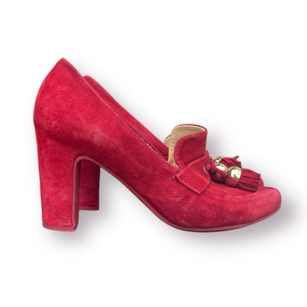 Geox Red Suede Heeled Loafers Size EU 39 - Picture 4 of 13